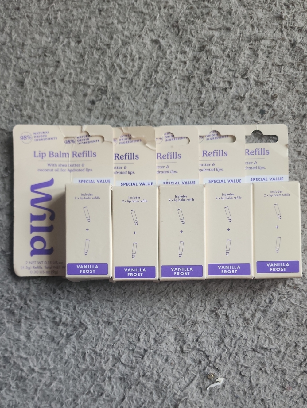 5 bulk Lip Balm Refills Vanilla Frost